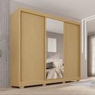 Guarda-Roupa Casal com Pés e Espelho 3 Portas 4 Gavetas 100% MDF Ipanema Bege/Jequitibá