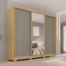 Guarda-Roupa Casal com Pés e Espelho 3 Portas 4 Gavetas 100% MDF Ipanema Cinza/Jequitibá/Granizo