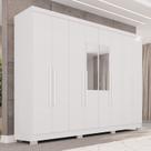 Guarda-Roupa Casal com Pés e Espelho 8 Portas 4 Gavetas França Espresso Móveis Branco