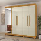 Guarda-roupa Casal com Sapateira 5 Portas 1 Porta Espelhada Diamante 100% Mdf