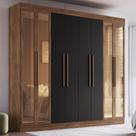 Guarda Roupa Casal com Vidro Reflecta 8 Portas 100 MDF Chicago Doripel