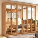 Guarda Roupa Casal com Vidro Reflecta e LED 6 Portas em MDF Suavita Lopas
