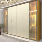 Guarda Roupa Casal com Vidro Reflecta LED e Pés 6 Portas Innova Gelius