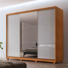 Guarda Roupa Casal Connor Mdf 3 Portas 4 Gavetas Com Espelho Naturalle/off White