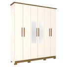 Guarda Roupa Casal Cover 6 Portas Off White/Nature com Espelho - Móveis Henn