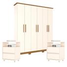 Guarda Roupa Casal Cover com Kit Mesa de Cabeceira Campeche Off White Nature - Henn