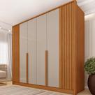 Guarda Roupa Casal CR35490 6 Portas 4 Gavetas MDP Cinamomo-Off White Multimóveis