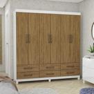 Guarda Roupa Casal D22 6 Portas 6 Gavetas Carioca Móveis Branco Cinamomo