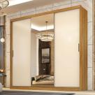 Guarda-Roupa Casal Dalila 3 Portas 4 Gavetas 100% Mdf com Espelho Flex Cinamon/Off-White - Demóbile
