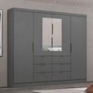 Guarda-Roupa Casal Desc 4 Portas 6 Gavetas com Espelho Onix - Pnr Móveis