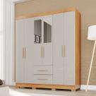 Guarda-Roupa Casal Diamante Premium 6 Portas 2 Gavetas com Pés e Espelho Cinamomo/Off White - Pnr Móveis Guarda-Roupa Casal Diamante Premium 6 Portas 2 Gavetas com Pés e Espelho Cinamomo/Off White - Pnr Móveis