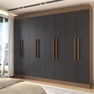 Guarda-Roupa Casal Diplomata 8 Portas 4 Gavetas 100% Mdf Castanho/Preto - Panorama Móveis