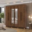 Guarda Roupa Casal Doral 6 Portas de Bater 2 com Espelhos 2 Gavetas Nogueira G98 - Gran Belo
