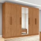 Guarda-roupa Casal Easy Slim 8 Portas Com Espelho Amendoa Clean