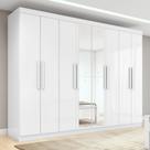 Guarda-roupa Casal Easy Slim 8 Portas Com Espelho Branco