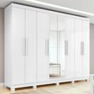 Guarda-roupa Casal Easy Slim 8 Portas Com Espelho e Pés Branco