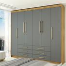 Guarda-Roupa Casal Ele e Ela 6 Portas 6 Gavetas Nature/Champanhe - Panorama Móveis Guarda-Roupa Casal Ele e Ela 6 Portas 6 Gavetas Nature/Champanhe - Panorama Móveis