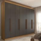 Guarda-Roupa Casal Ele e Ela 8 Portas 4 Gavetas 8 Prateleiras Chumbo/Cinamomo - Panorama Móveis Guarda-Roupa Casal Ele e Ela 8 Portas 4 Gavetas 8 Prateleiras Chumbo/Cinamomo - Panorama Móveis