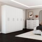 Guarda-Roupa Casal Ele e Ela 8 Portas 8 Prateleiras e Cômoda 10 Gavetas Branco - Panorama Móveis