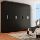 Guarda-Roupa Casal Ele e Ela 8 Portas 8 Prateleiras Malbec Preto Fosco - Panorama Móveis