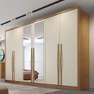 Guarda-Roupa Casal em MDF 6 Portas 6 Gavetas com Espelho Reno Marrom/Cumaru/Fendi