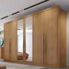 Guarda-Roupa Casal em MDF 6 Portas 6 Gavetas com Espelho Reno Marrom/Cumaru