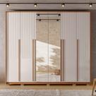 Guarda Roupa Casal Ema 6 Portas de bater com Espelhos 6 Gavetas em MDF Freijo/OffWhite G11 - Gran Belo