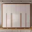 Guarda Roupa Casal Ema com 6 Portas de Bater e 6 Gavetas em MDF OffWhite/Freijo G11 - Gran Belo