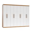 Guarda Roupa Casal Esmeralda 8 Portas 4 Gavetas 208cm MDF MDP com Cabideiro e Prateleiras Internas Design Funcional
