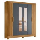 Guarda Roupa Casal Espelho 6 Portas 195 Cm Valenca Freijo Cinza Moval