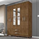 Guarda Roupa Casal Espelho 6 Portas 2 Gavetas Moden 150 Cm Malbec Incp