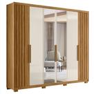 Guarda Roupa Casal Espelho 6 Portas 260 Cm Araguaia Freijo Off White Moval