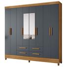 Guarda Roupa Casal Espelho 8 Portas 204 Cm Florida Freijo Cinza Moval
