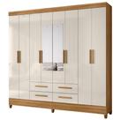 Guarda Roupa Casal Espelho 8 Portas 204 Cm Florida Freijo Off White Moval