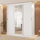 Guarda Roupa Casal Fênix Carraro 3 Portas de Correr 4 Gavetas Espelho Branco Guarda Roupa Casal Fênix Carraro 3 Portas de Correr 4 Gavetas Espelho Branco