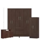 Guarda Roupa Casal Flash 2 com Multiuso Viena com Cômoda London Café - Demóbile