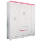 Guarda Roupa Casal Flex 6 Portas 2 Gavetas Flash II D02 Branco/Rosa/Branco - Mpozenato Guarda Roupa Casal Flex 6 Portas 2 Gavetas Flash II D02 Branco/Rosa/Branco - Mpozenato