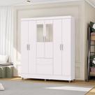 Guarda Roupa Casal Flex Abruzzo 6 Portas de Bater 2 Gavetas com Espelho Branco/Terracota G98 - Gran Belo