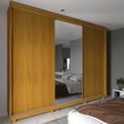 Guarda Roupa Casal Flex com Espelho 3 Portas de Correr e Pés Em MDF Platinum Gelius