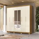 Guarda Roupa Casal Forest 6 Portas 2 com Espelhos Bater 6 Gavetas com Cabideiros MDF Nature OffWhite G98 Gran Belo