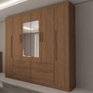 Guarda-Roupa Casal Fortaleza 6 Portas 4 Gavetas com Espelho Jatoba - Panorama Móveis