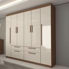 Guarda-Roupa Casal Fortaleza 6 Portas 4 Gavetas Jatoba/Areia - Panorama Móveis