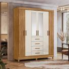 Guarda Roupa Casal Frisado 6 Portas 4 Gavetas com 2 Espelhos Aruba