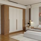 Guarda-Roupa Casal Genebra 6 Portas 4 Gavetas Ripado Jatoba/Areia - Panorama Móveis