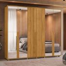 Guarda Roupa Casal Grande 6 Portas 4 Espelhos 100% MDF Volpi 278cm Madetec Cor:Cumaru