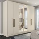 Guarda-Roupa Casal Guarujá 6 Portas 6 Gavetas com Espelho 100% Mdf Off White - Panorama Móveis