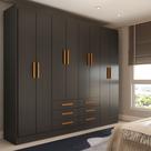 Guarda-Roupa Casal Hilton 8 Portas 6 Gavetas Black - Panorama Móveis