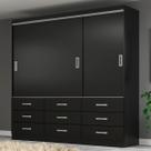 Guarda-Roupa Casal Honduras 3 Portas 9 Gavetas Black - Pnr Móveis