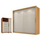 Guarda Roupa Casal Imperador Plus 2 portas e Cômoda Sapateira Imperial 5 gavetas Cinamomo Areia Fosco-Zanzini