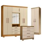 Guarda Roupa Casal Imperial com Cômoda 4 Gavetas New e Armário Multiuso New Egito Carvalho Americano Off White - Incorplac